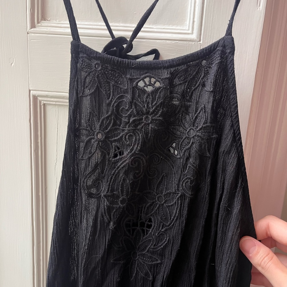FP Black Embroidered Strappy Dress